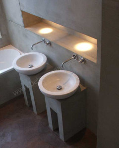 Badkamer met betonstuc (beton ciré)