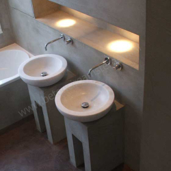 Badkamer met betonstuc (beton ciré)