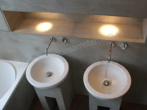 Badkamer met betonstuc (beton ciré)