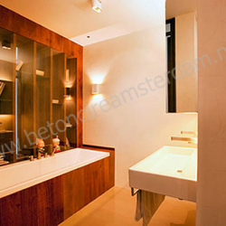 Badkamer met betonstuc (beton ciré)